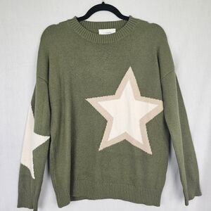 Six/Fifty Lex Crewneck Sweater‎ Green Olive Women's Size Small